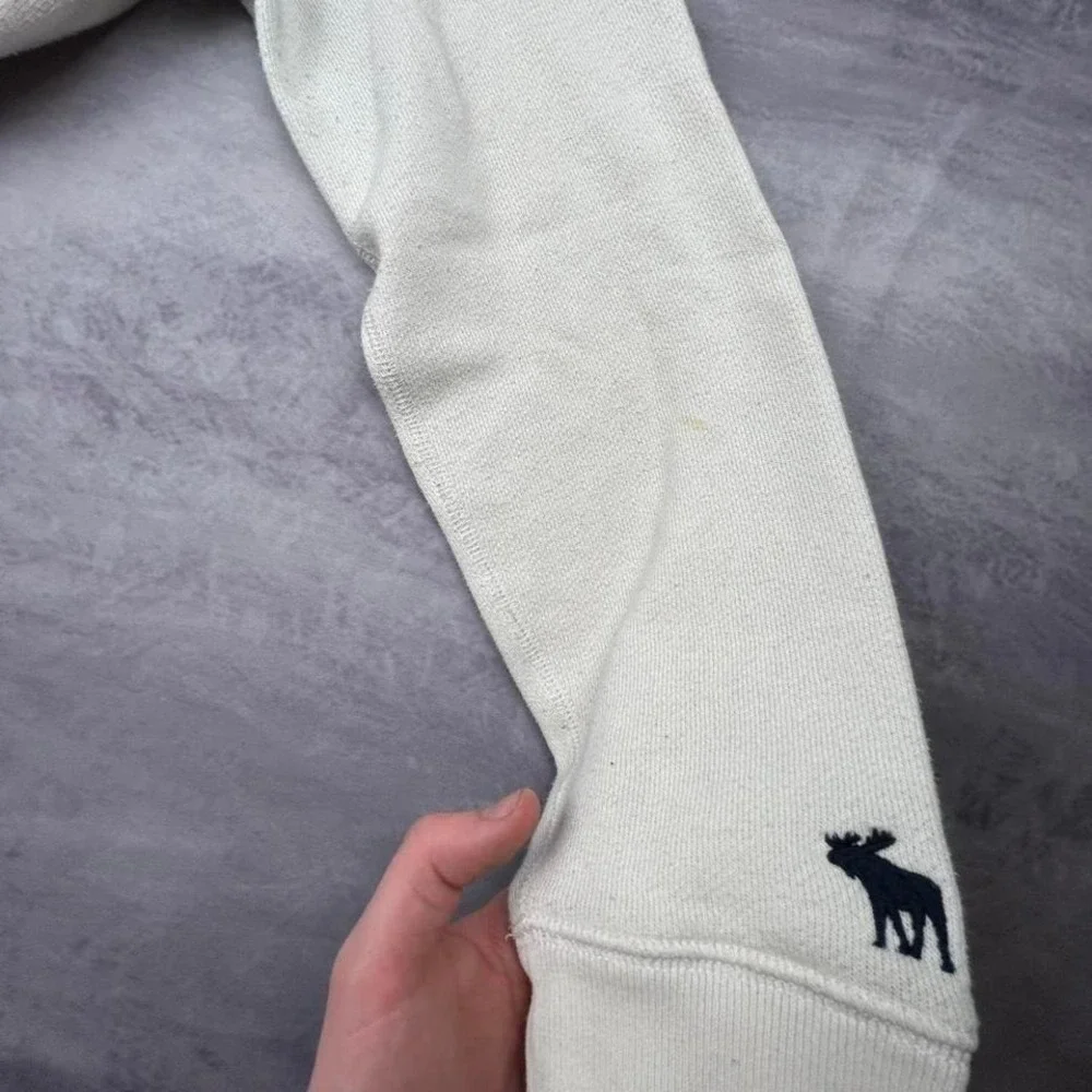 Abercrombie & Fitch New York Hoodie White Pullover Spell Out Logo Sweatshirt - Picture 6 of 6